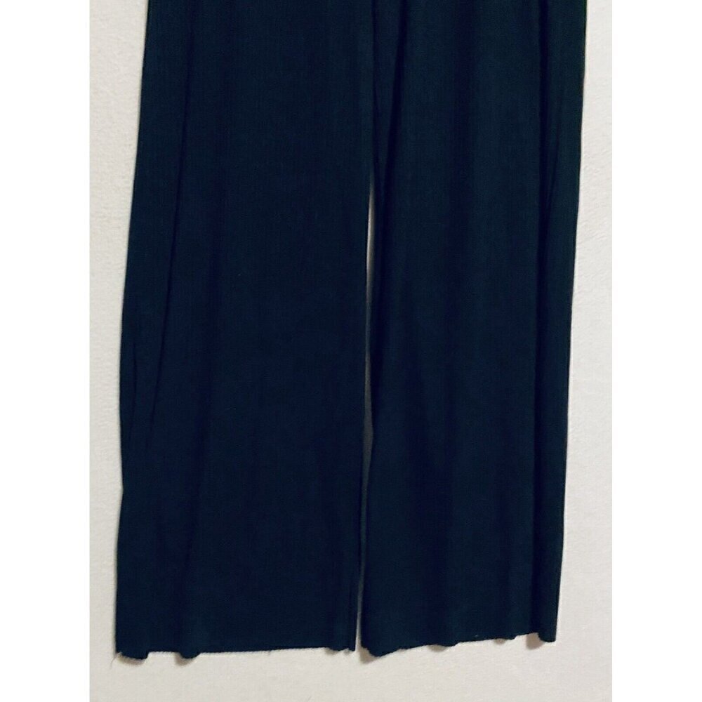 Suzanne Betro Pants Womens 2X Black Ribbed Wide Leg Flowy Pull On Elastic Waist - Picture 2 of 7